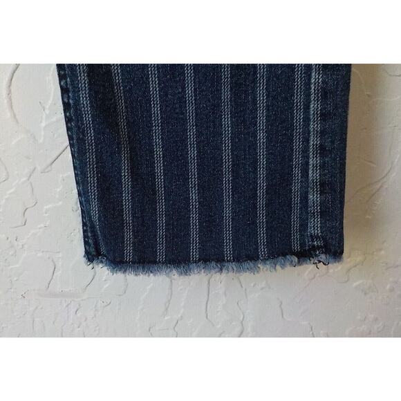 Indigo Rein Blue Striped Jeans Women size 9 Stretch Demin Zip Amended Hem 29x25 - Picture 3 of 9